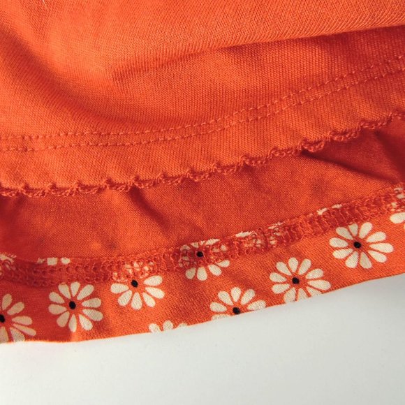 Anthropologie Maeve Dress Sz S Daisy Floral Print soft knit cowl neck orange/red - Picture 13 of 13